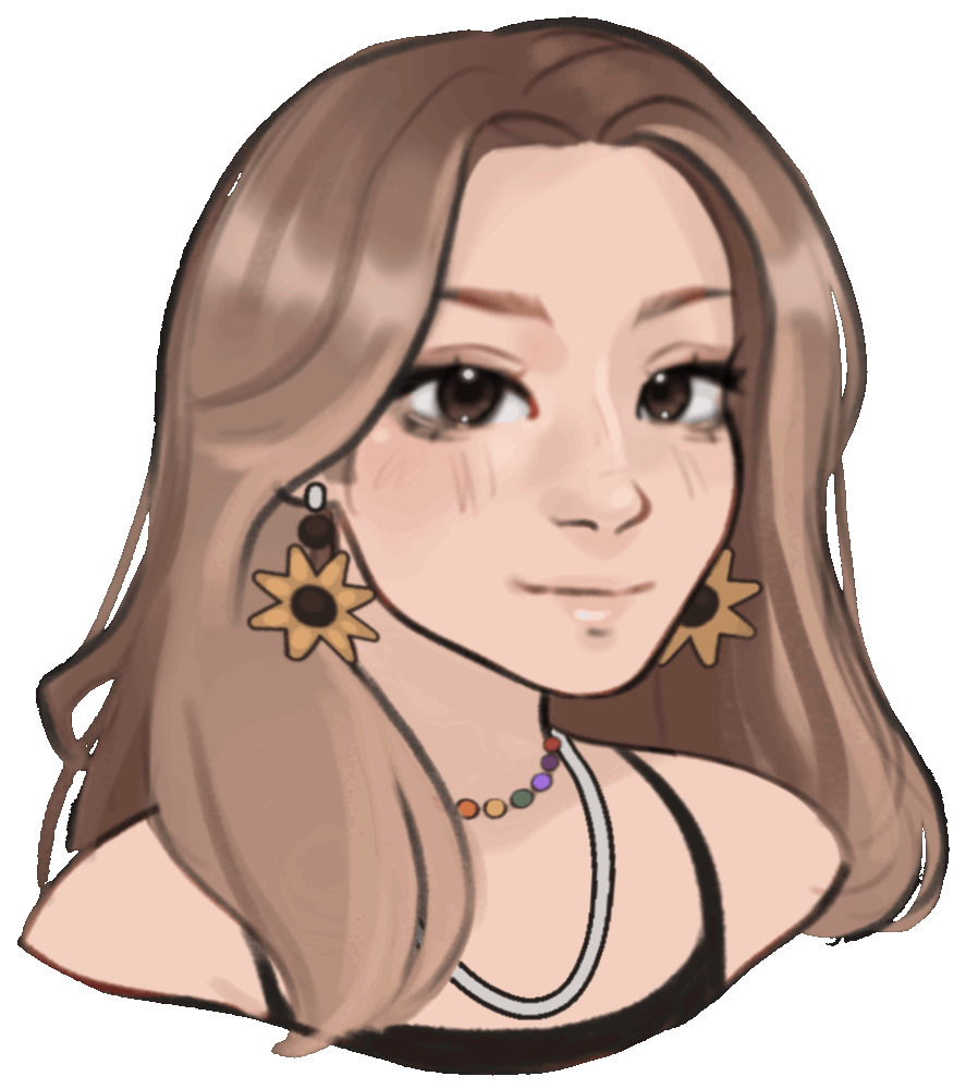A soft drawing of Natasha, it's animated to blink.