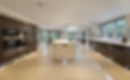 wide angled view to accentuate space in large kitchen