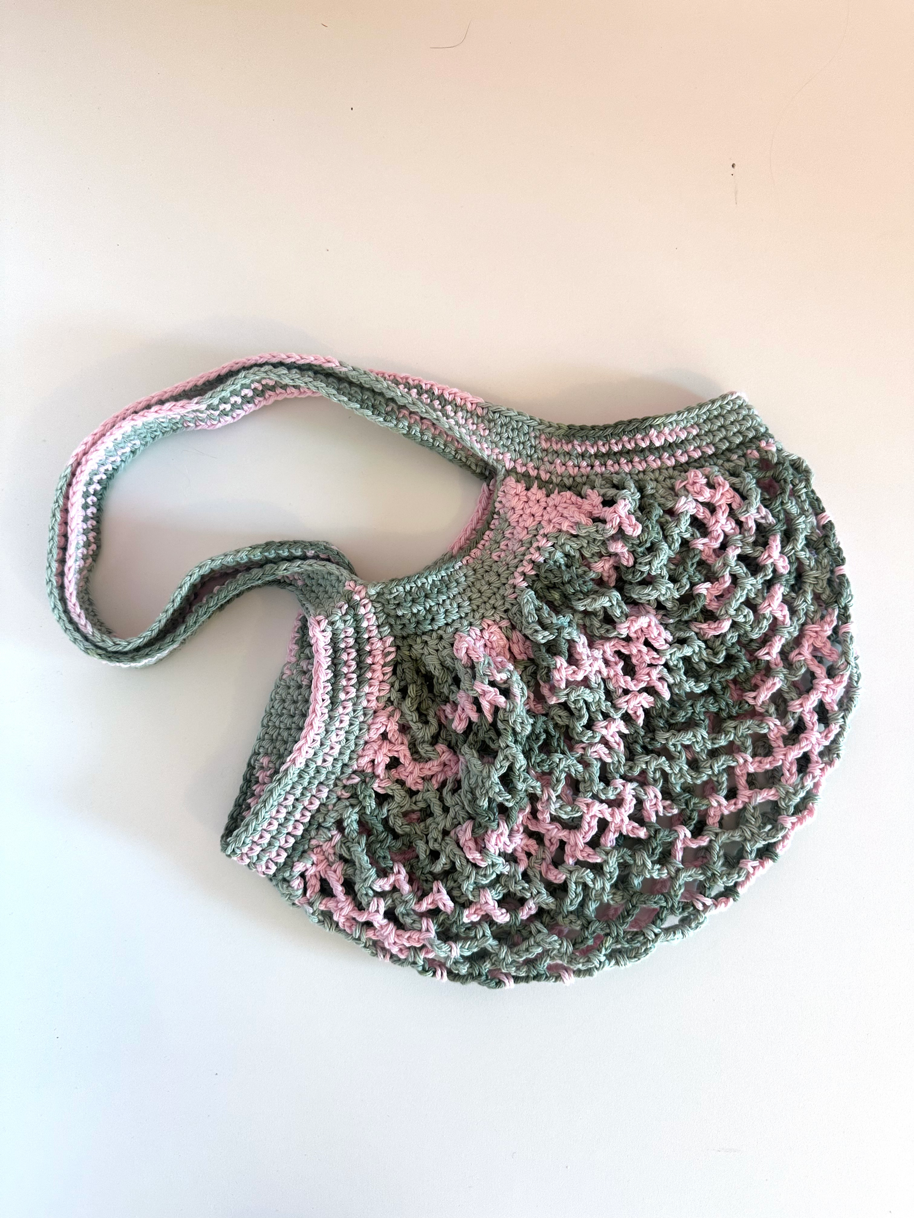 Pink Camoflauge Mesh Market Bag - Small