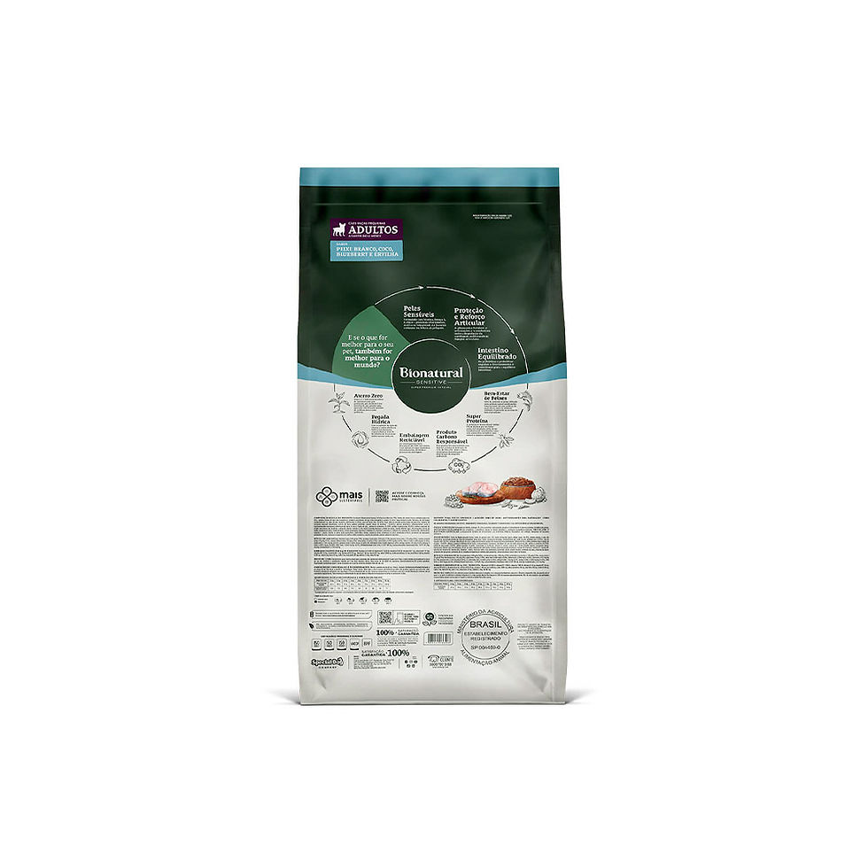 Miniatura: Ração BioNatural Sensitive para cães pequenos sensíveis digestivos embalagem 15kg