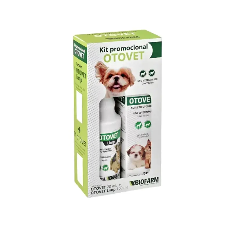 Kit Otovet Biofarm para Cães e Gatos - tratamento para Otites