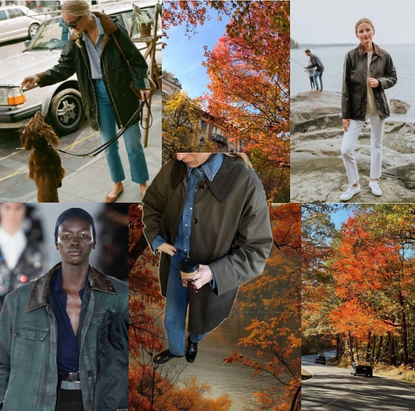 Collage of how to war a barbour jacket or barn jacket -- barn jacket and barbour jacket styling tips