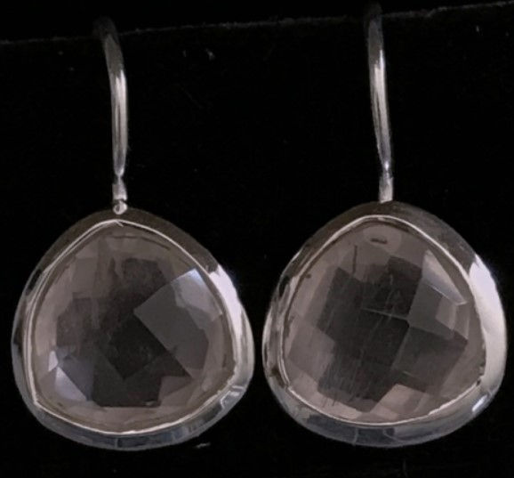 Ohrhänger Rosenquarz facettiert