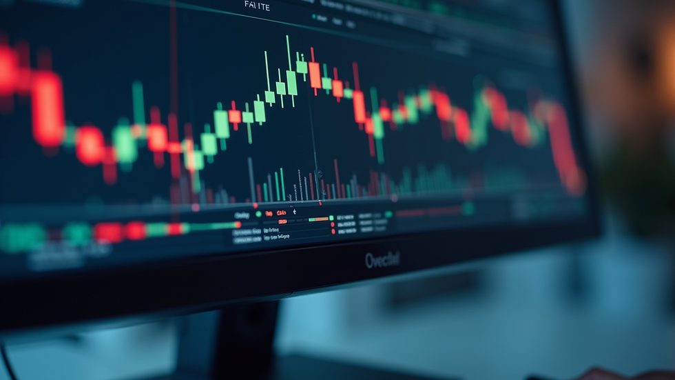 eye-level view of a financial chart on a computer screen