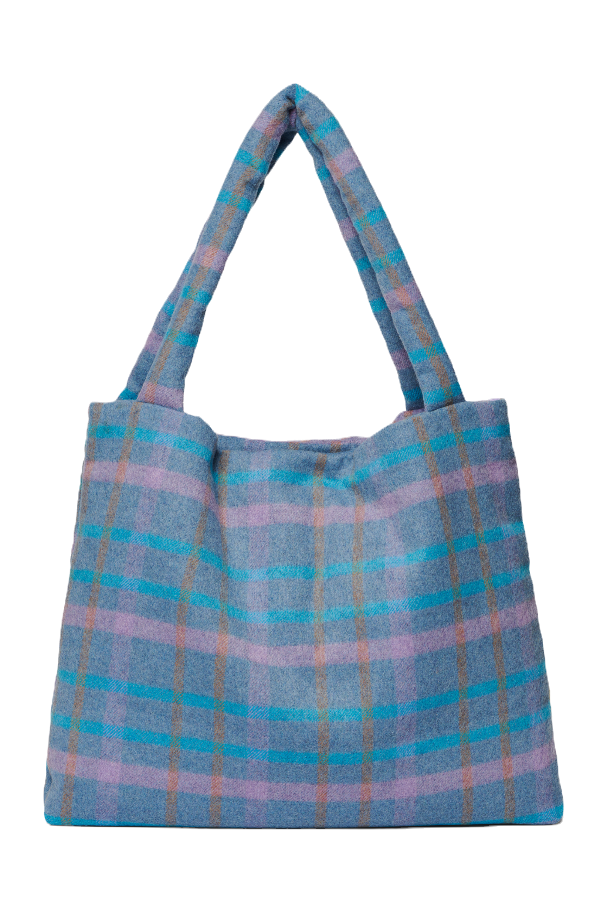 Studio Noos - Sky blue wool checked Mom bag