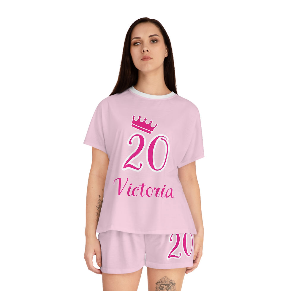 Thumbnail: Women's birthday Short Pajama Set (AOP) Light Pink
