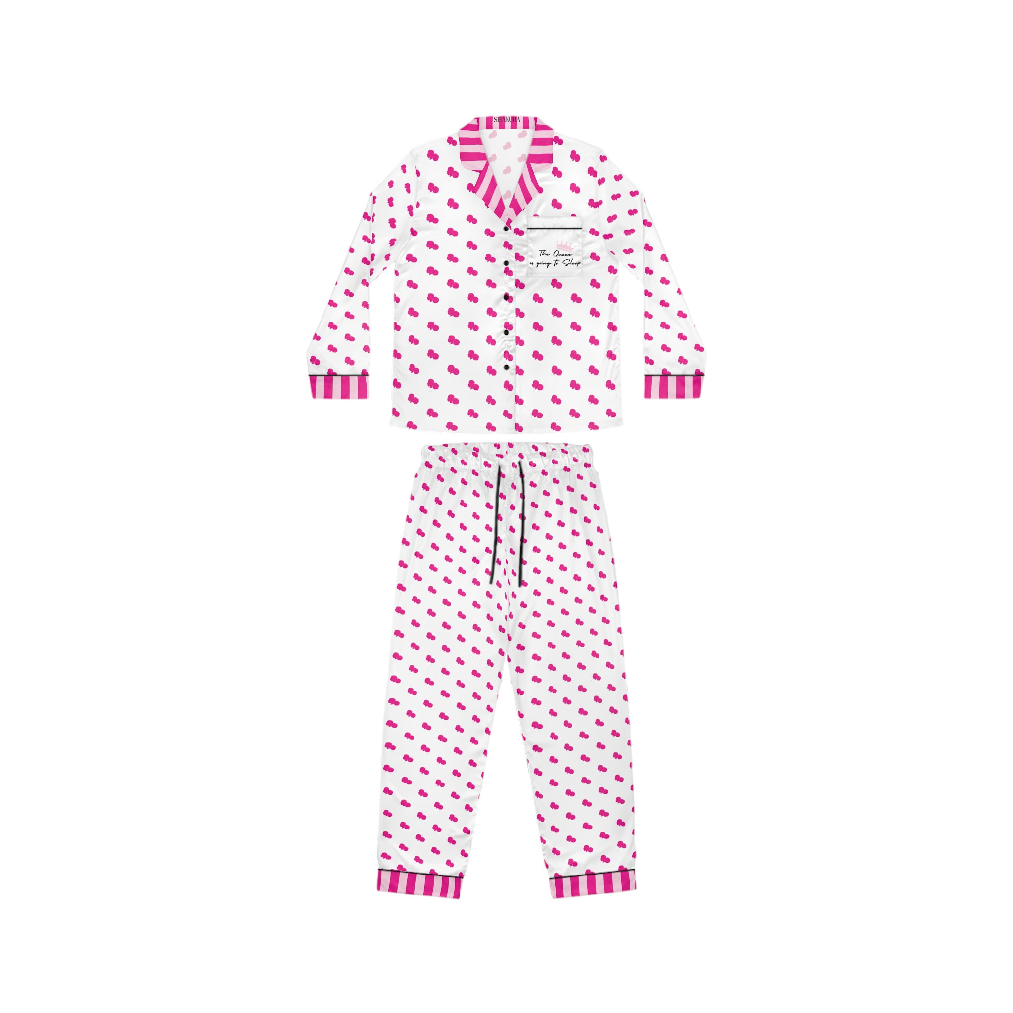 Women's Satin Pajamas (AOP) White