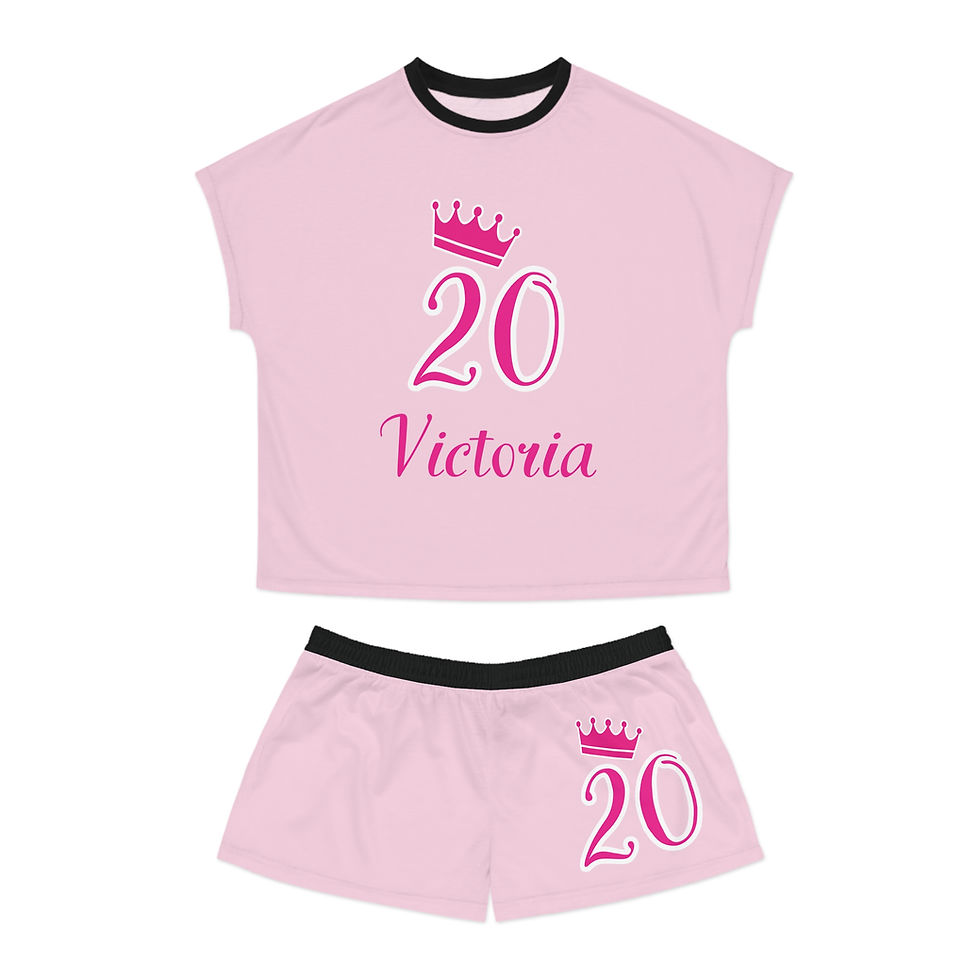 Thumbnail: Women's birthday Short Pajama Set (AOP) Light Pink