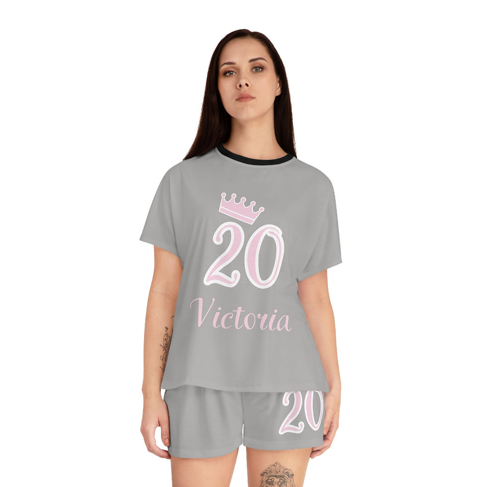 Thumbnail: Women's birthday Short Pajama Set (AOP) Light Gray