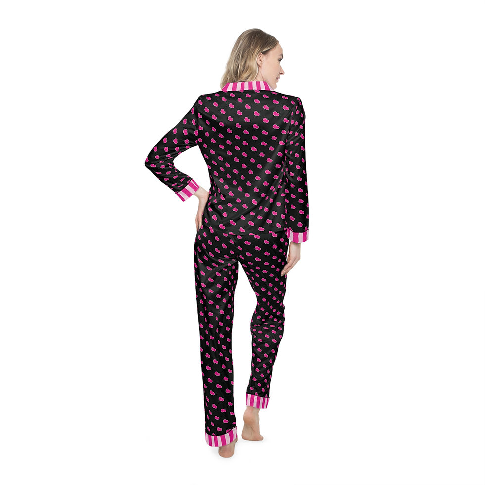 Thumbnail: Women's Satin Pajamas (AOP) Black
