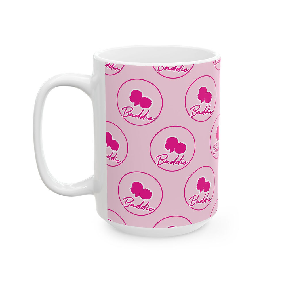 Thumbnail: BADDIE - Customizable Ceramic Mug, Light Pink (11oz, 15oz) [US]