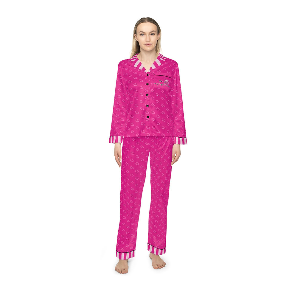 Thumbnail: Women's Satin Pajamas (AOP) Deep Pink
