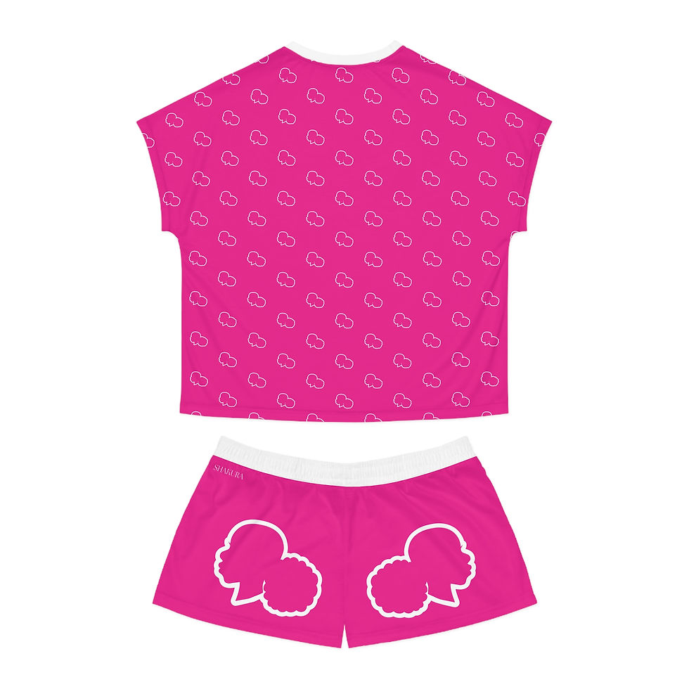 Thumbnail: Black Barbie Women's Short Pajama Set (AOP) Deep Pink