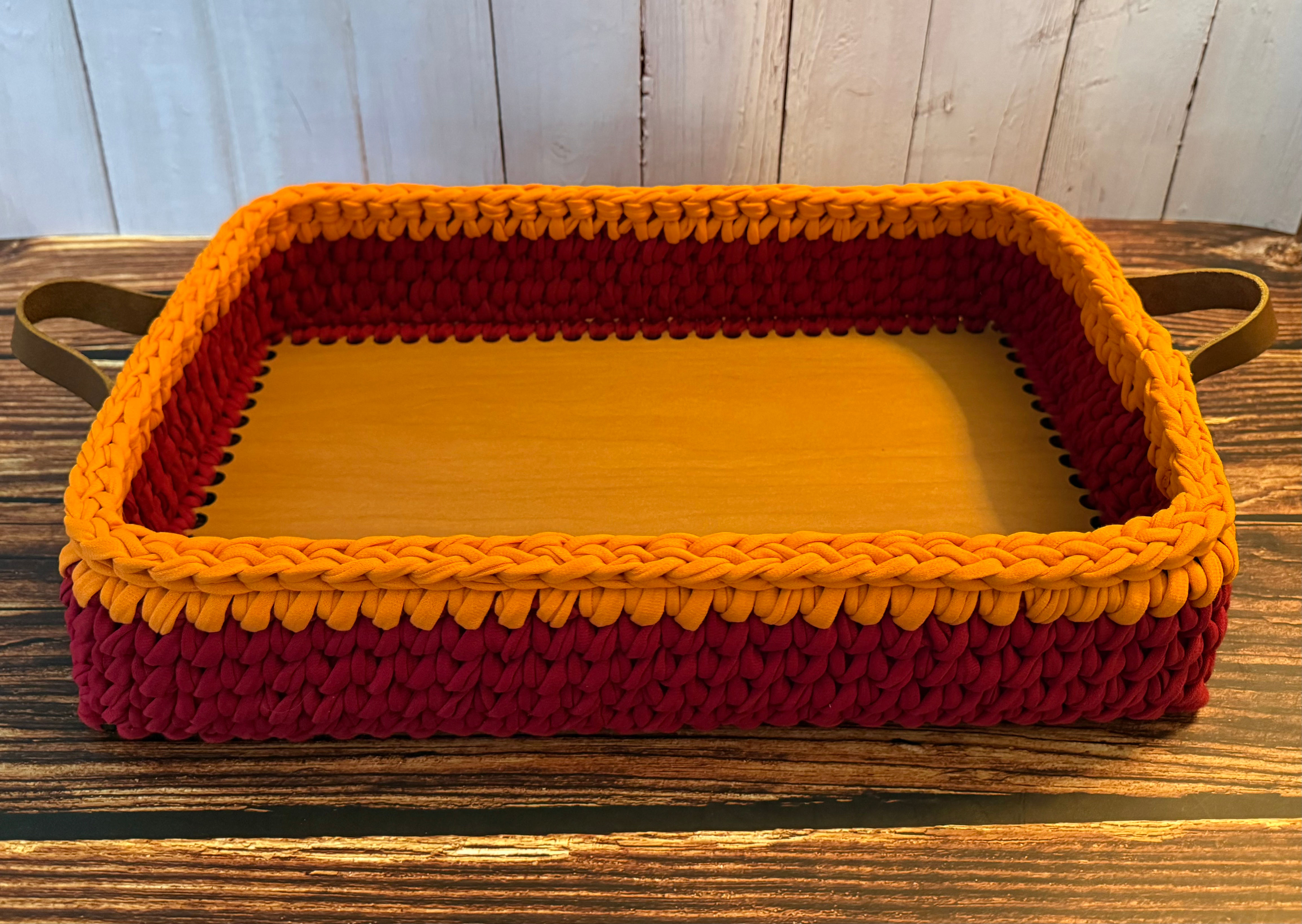 Virginia Tech 10x16” Tray w/Leather Handles