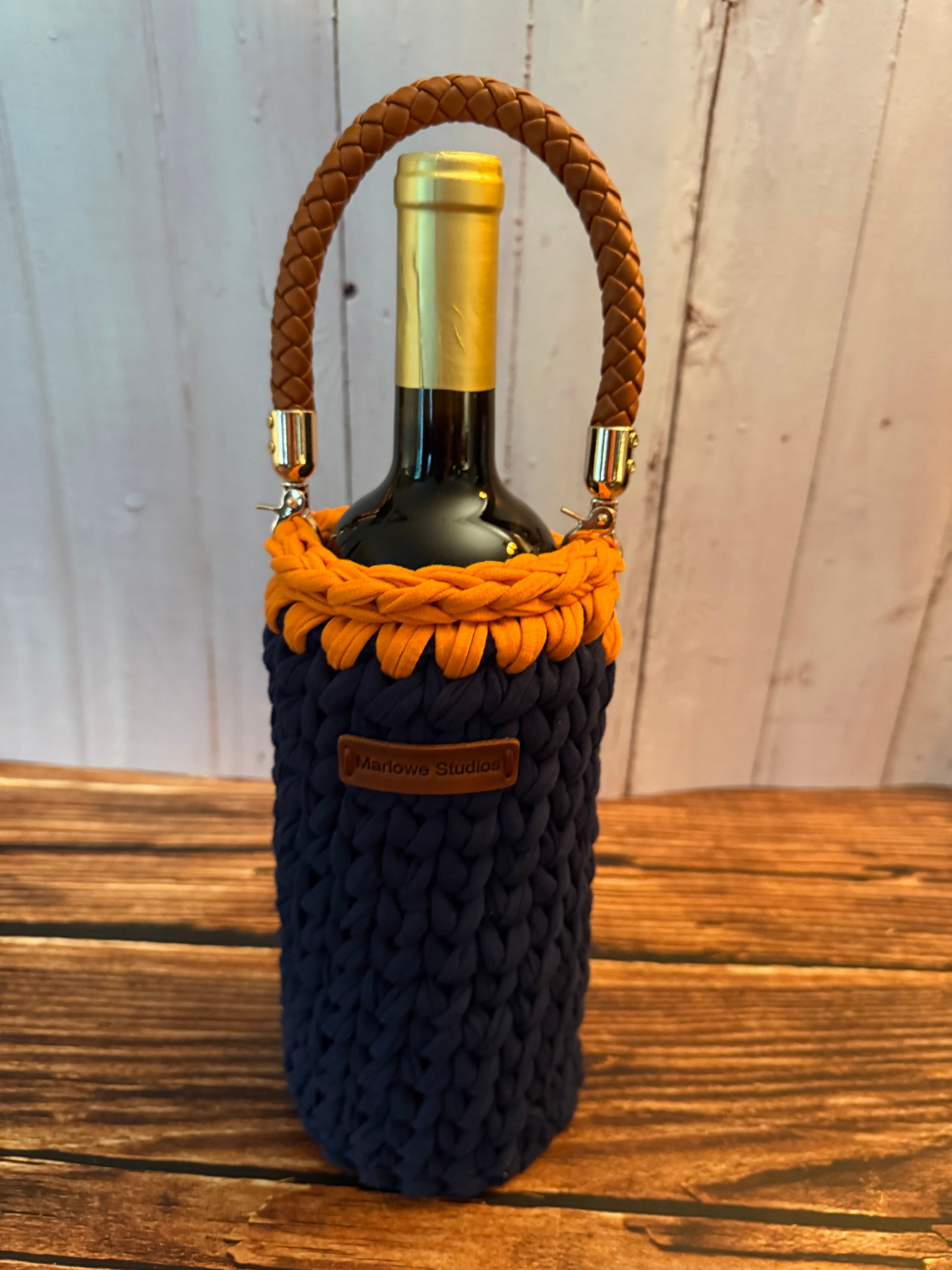 Navy/Orange Wine Tote
