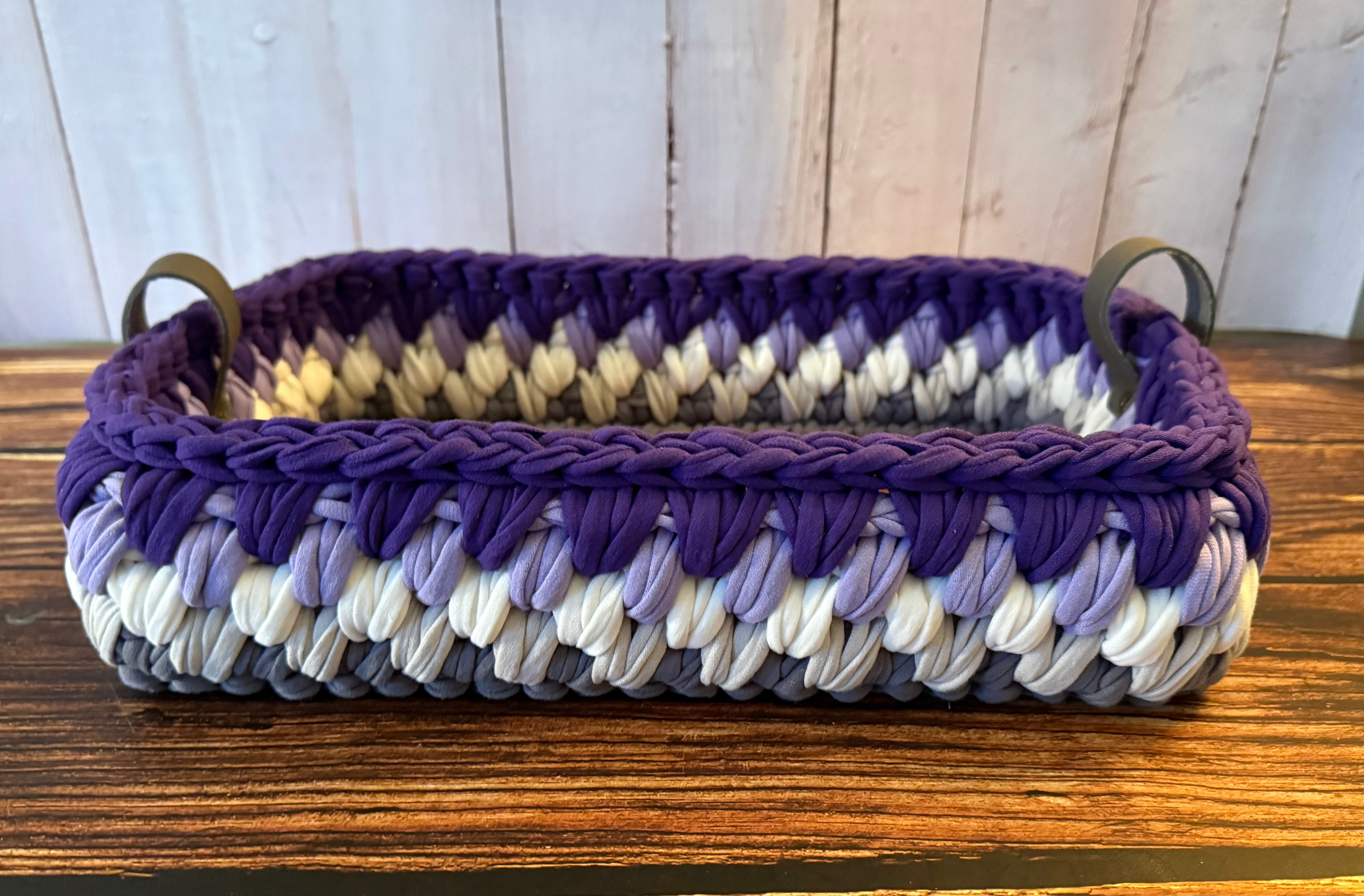 Large Multi-Colored Rectangular w/Leather Handles