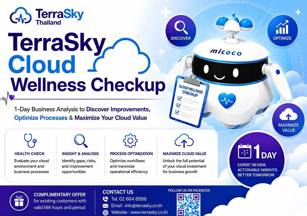 TerraSky Thailand เปิดตัวบริการใหม่ "TerraSky Cloud Wellness Checkup" ตรวจสุขภาพ Cloud และวิเคราะห์กระบวนการทำงานเสร็จสิ้นภายใน 1 วัน