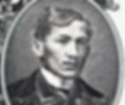 Engraved portrait of Jose Rizal with wavy hair and a mustache, wearing a suit. The background features intricate line patterns. Black and white.