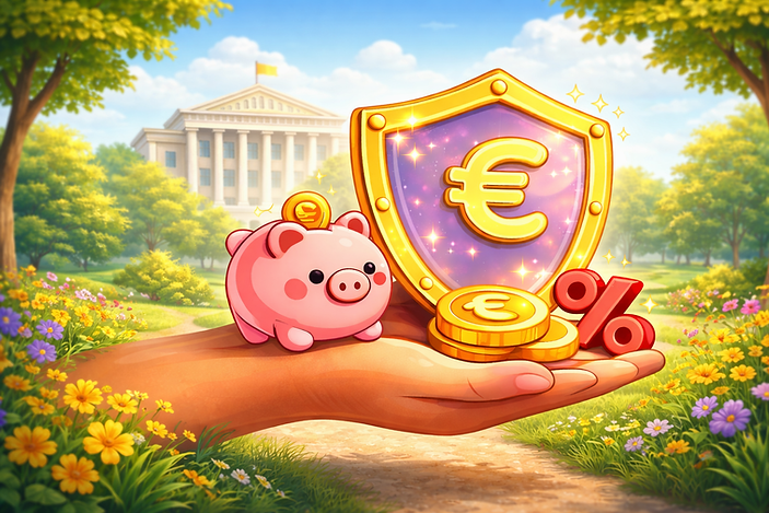 Sparschwein und Euro-Symbol – Darstellung von Elternbeitrag und öffentlicher Förderung in der Kindertagespflege.
