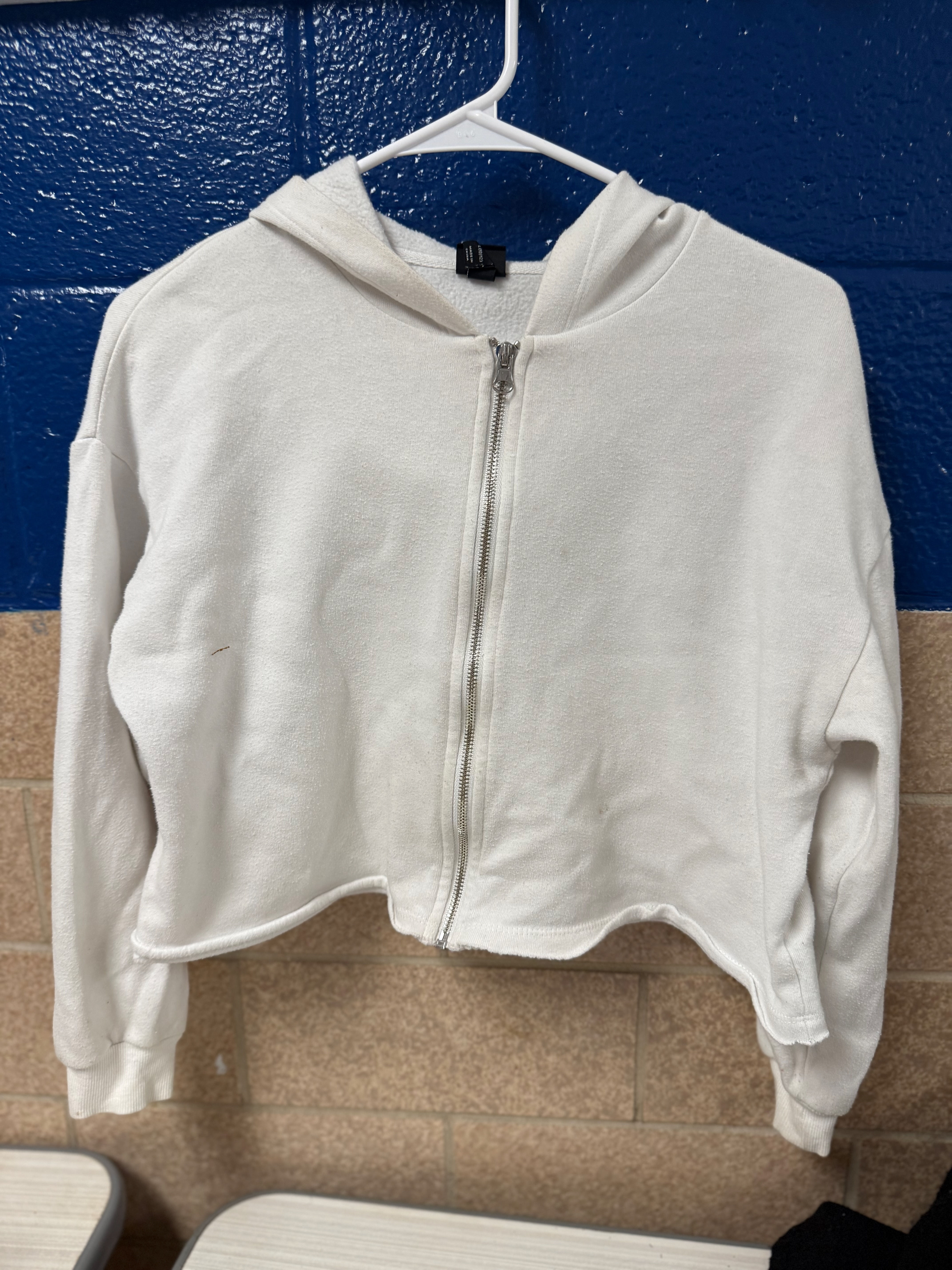 White Zip Hooded Jacket - Art Class - Size Yotuh L (10/12)