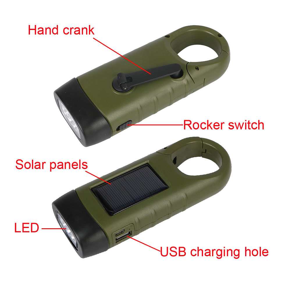 Miniatura: Flashlight hand cranked power generation, solar power generation, rechargeable L