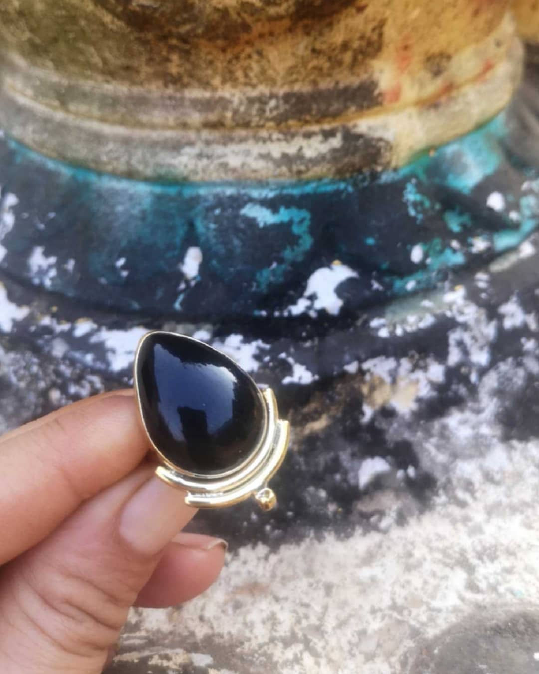 Schwarzer Obsidian Ring