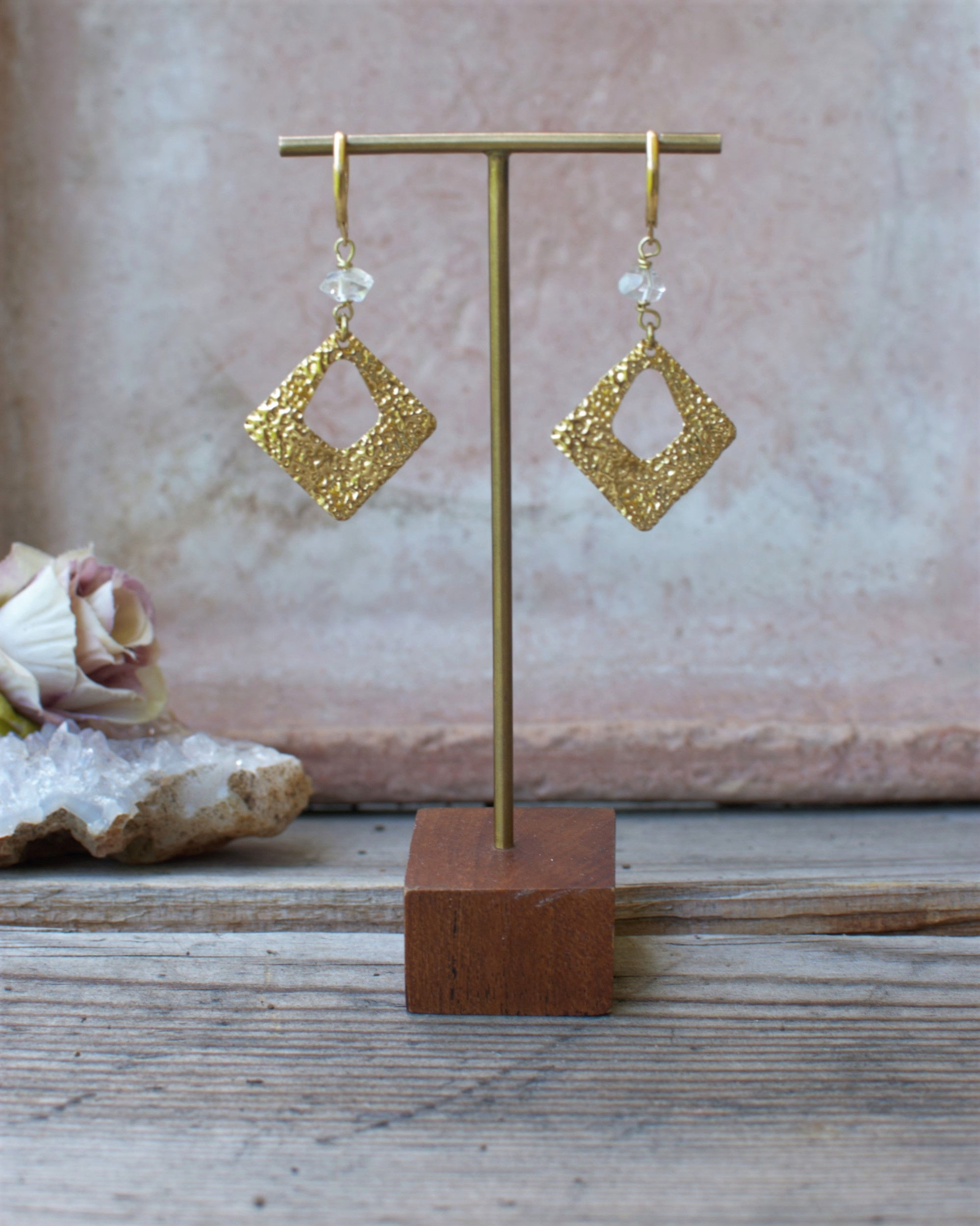 Triangle Bergkristal Ohrringe 