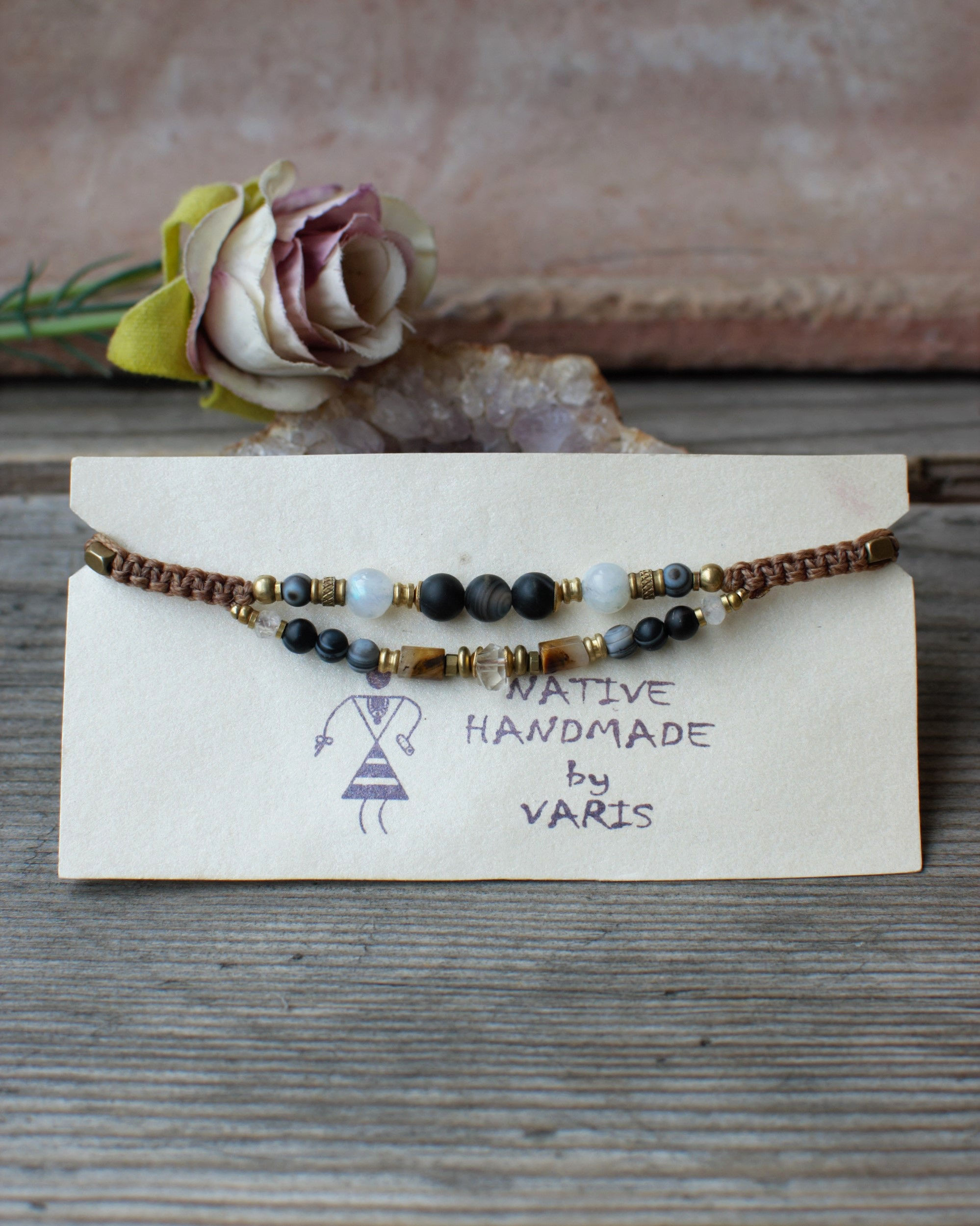 Armband Achat-Mondstein