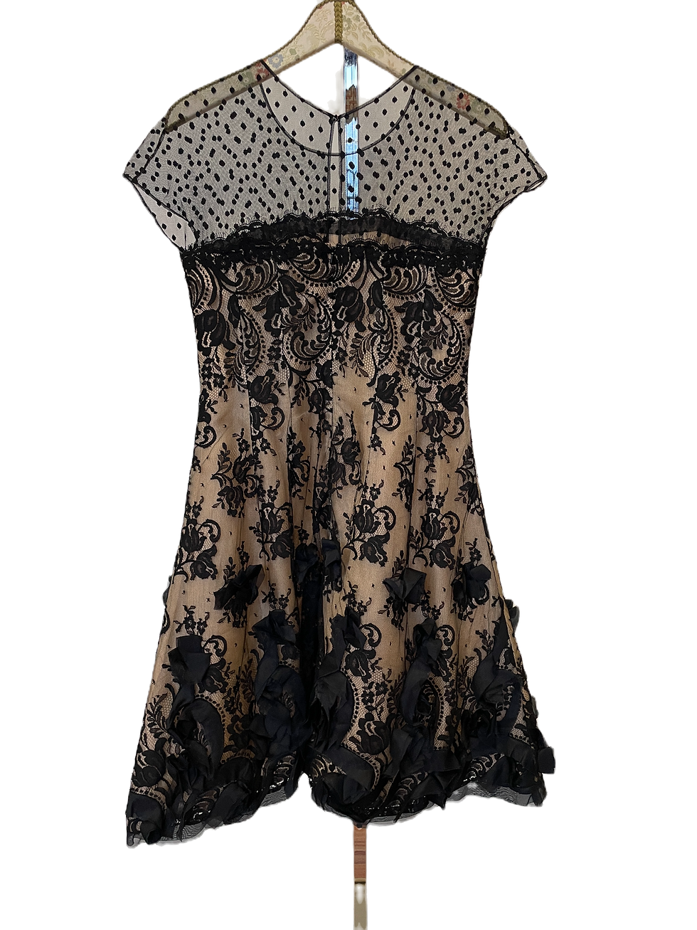 Thumbnail: Oscar de la Renta Lace Appliqué Cocktail Dress – Size 10