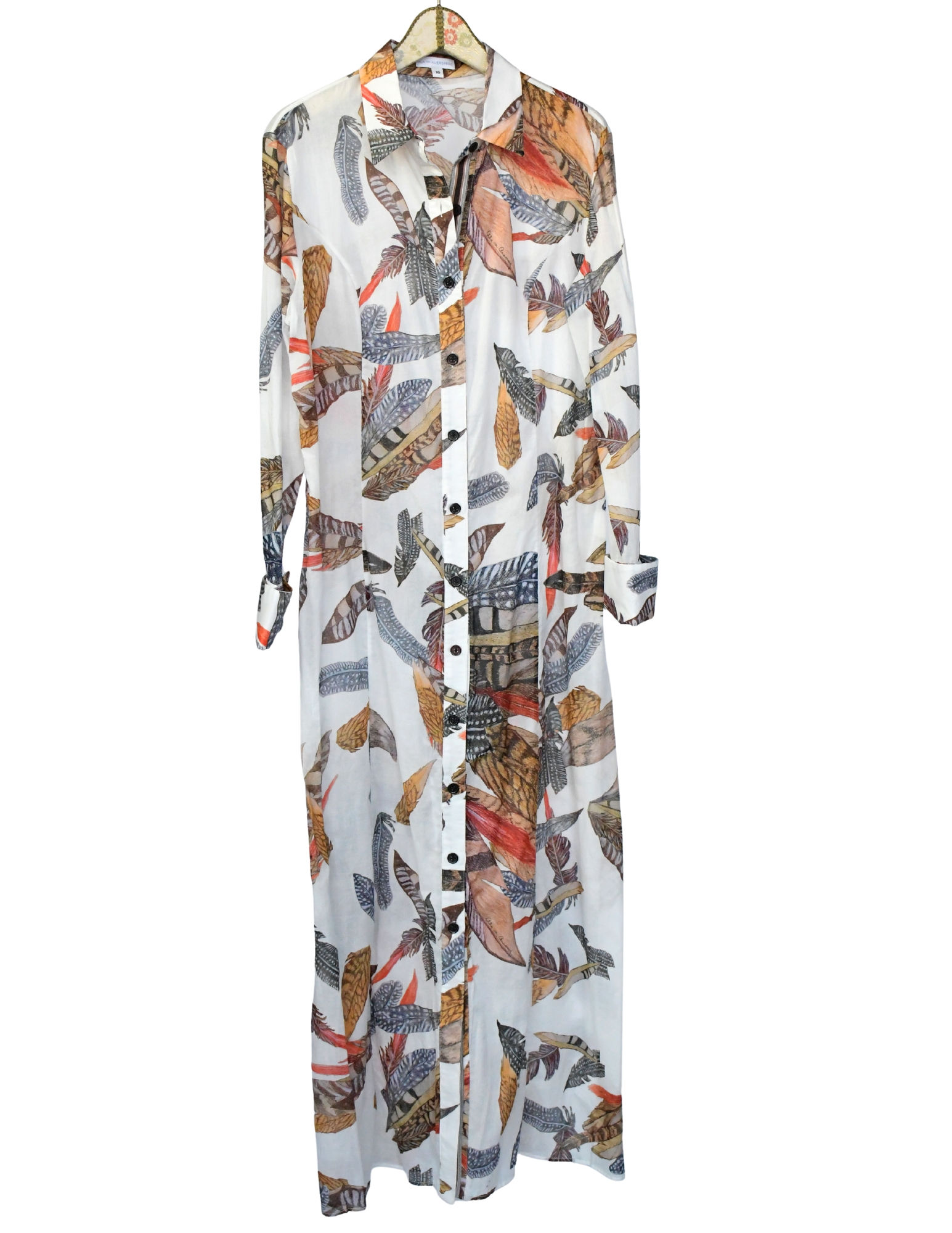 Ala Von Auersperg Feather Print Maxi Dress - Size 16