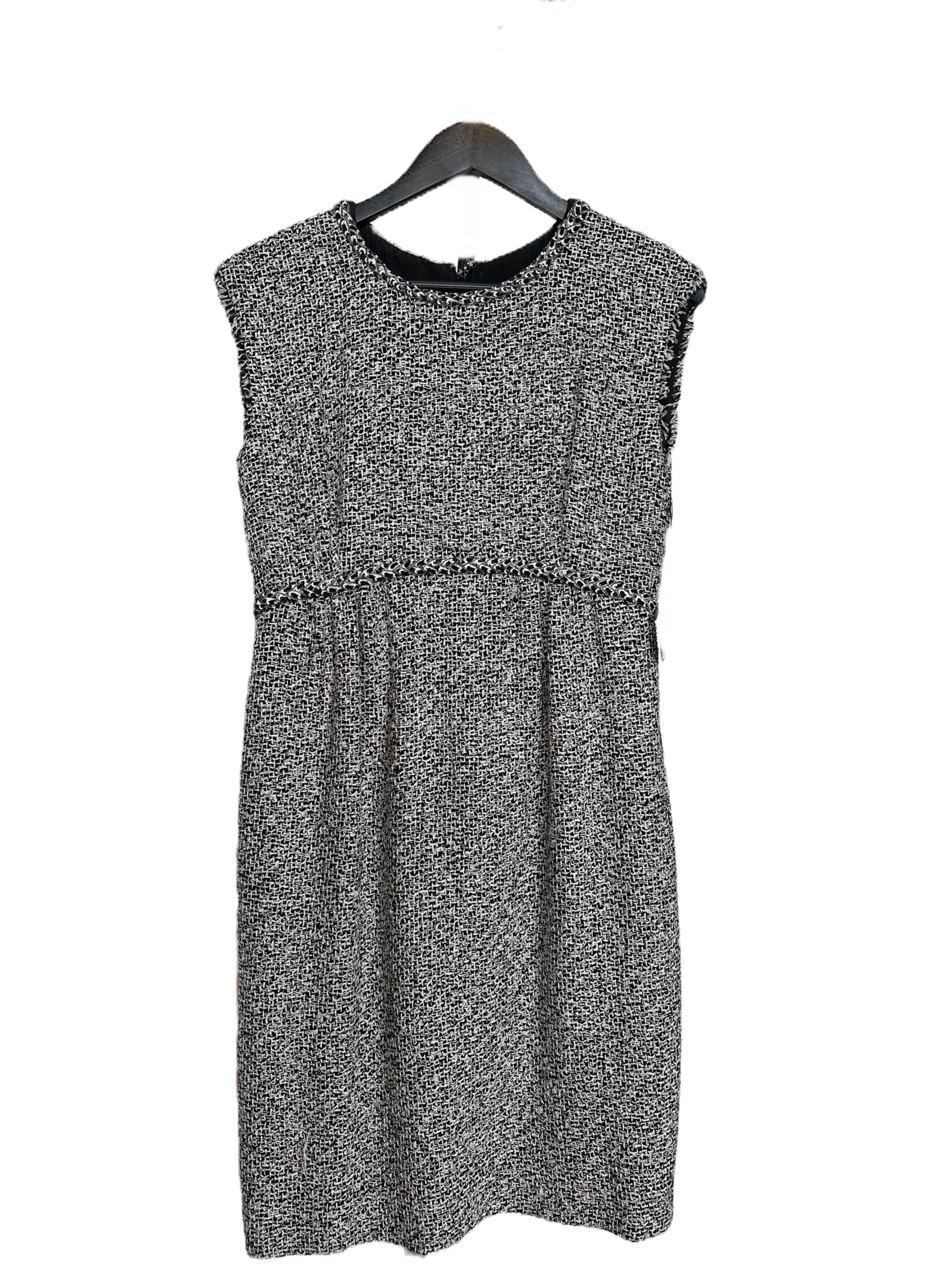 Oscar de la Renta Black and White Boucle Sleeveless Cocktail Dress - Size 10