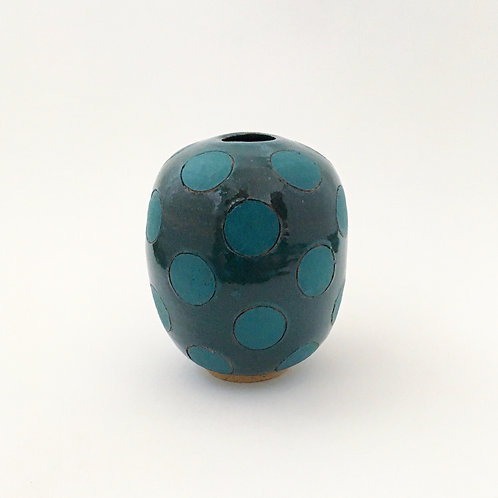 GREEN POLKA DOT BULB VASE