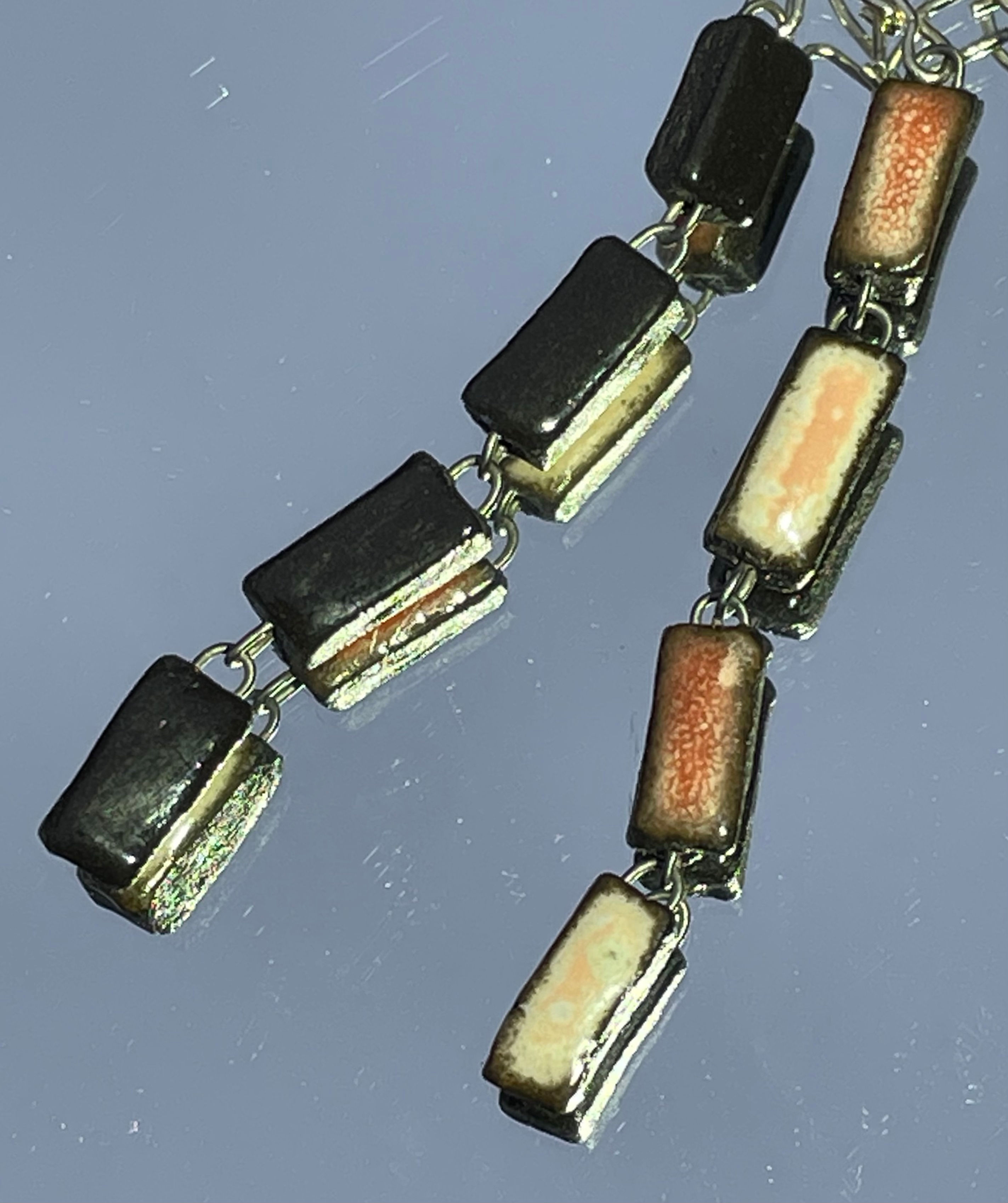 Palapeli-korvakorut, 4-osainen,vaalean vaalea pinkki+ruskea/musta