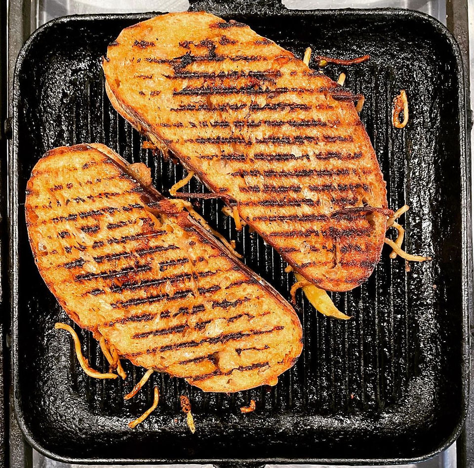 Visual of toasties on the griddle