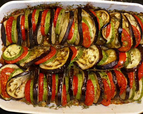 tian de verduras, verduras al horno, berenjenas, calabazas, platillo vegetariano, platillo al horno