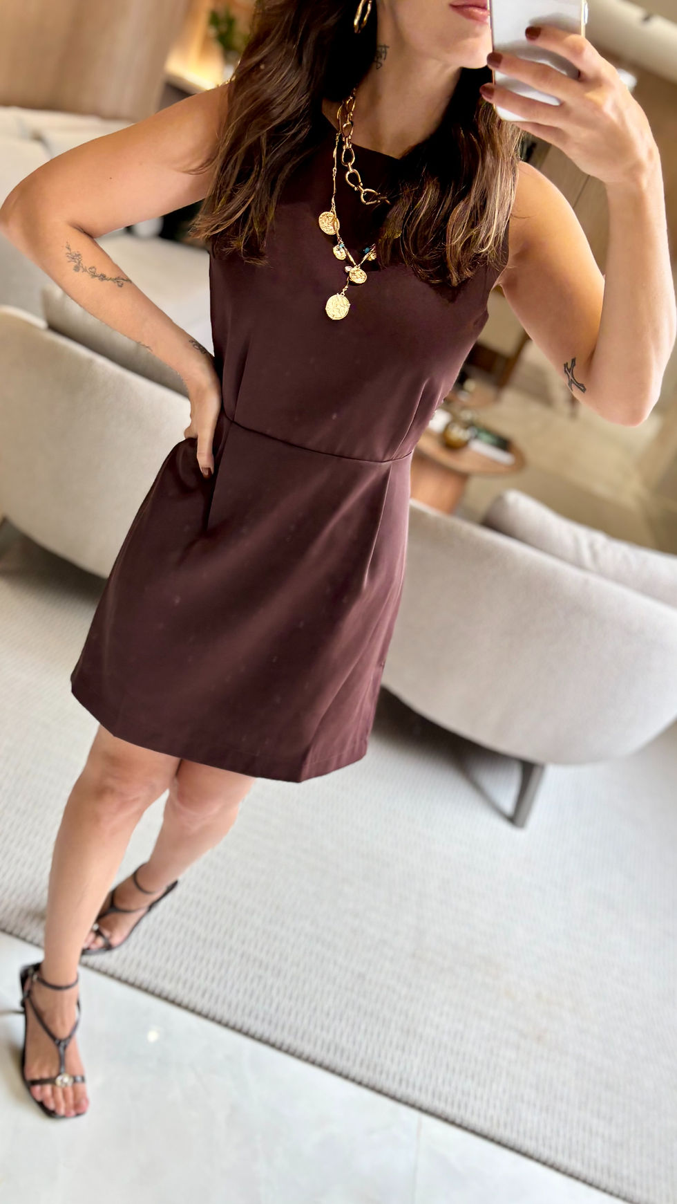 Miniatura: Vestido Curto Marrom