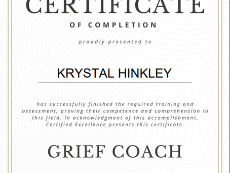 I'm a Certified Grief Coach!