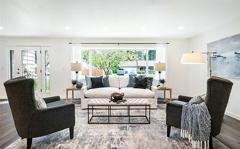 Traditional Staged Living Room with Cream and Blue Accents