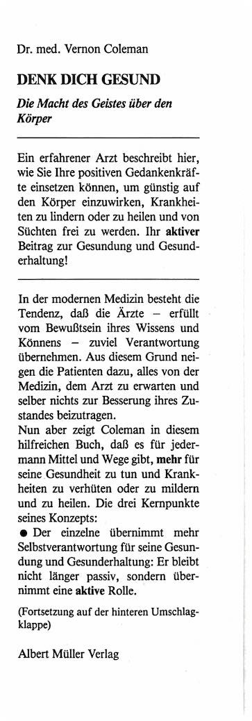 Miniaturbild: Coleman Vernon, Denk dich Gesund (antiquarisch)