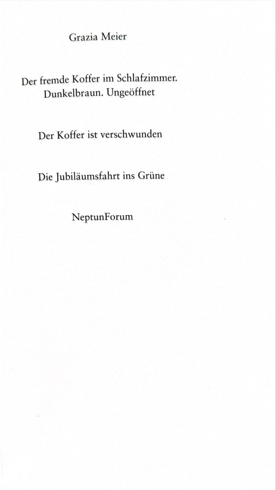 Miniaturbild: Meier Grazia, Der fremde Koffer im Schlafzimmer