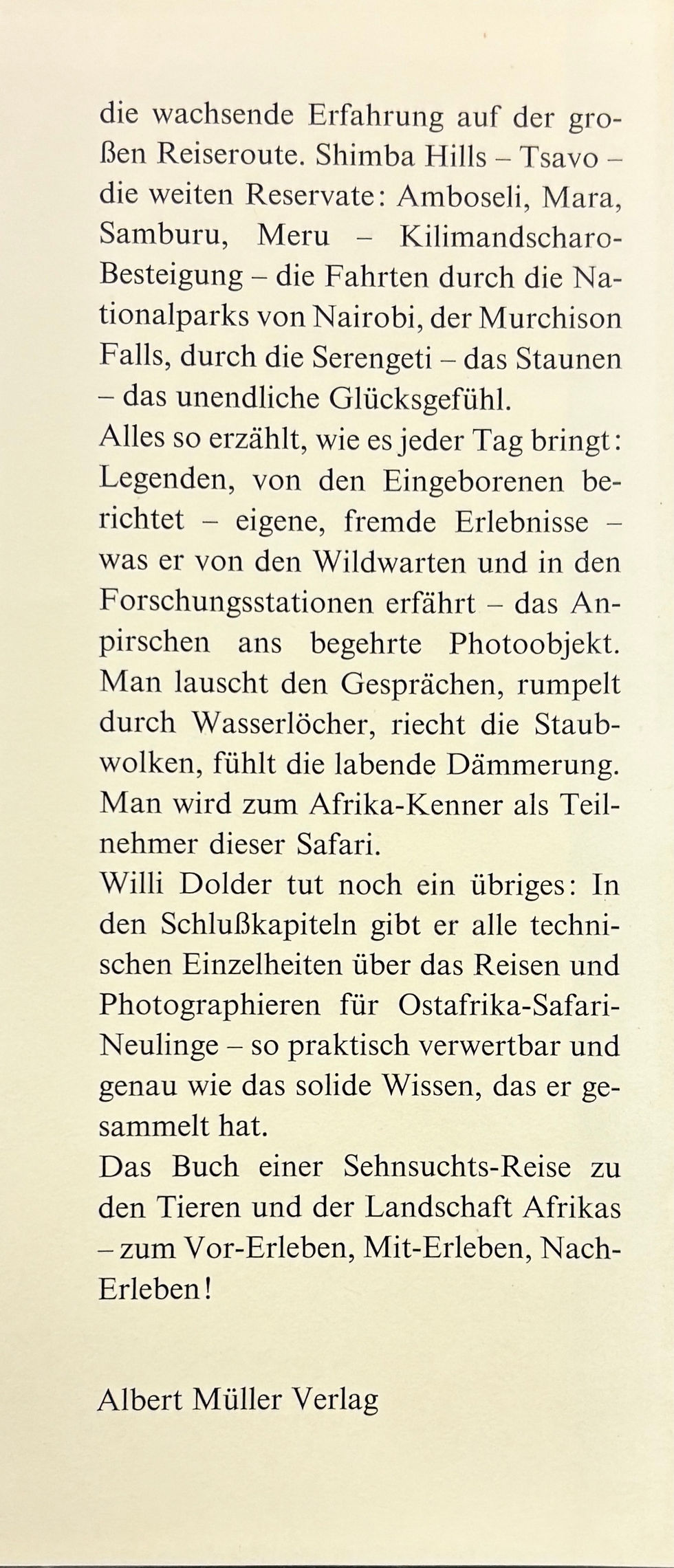 Miniaturbild: Dolder Willi, Ruf der Tiere (antiquarisch)