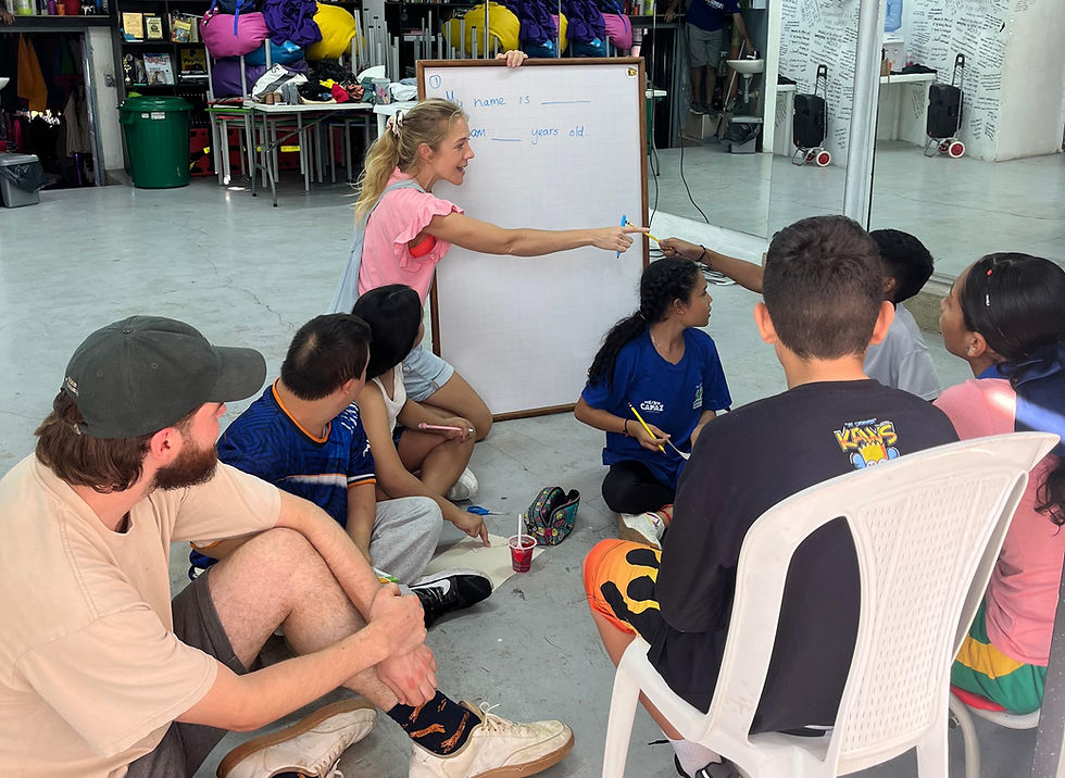 Volunteer teaching English to Children in Colombia