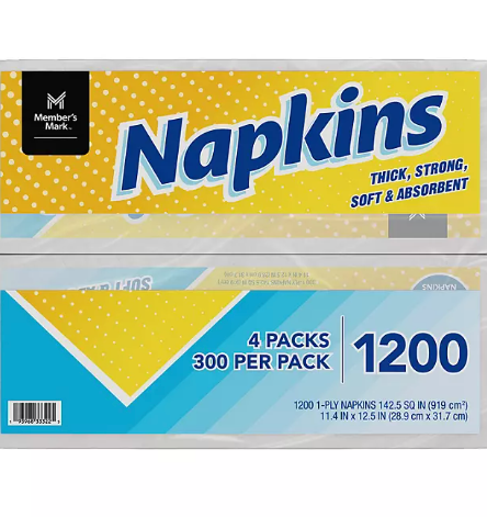 Member's Mark Everyday 1-Ply White Napkins, 4pks, 300 ea.