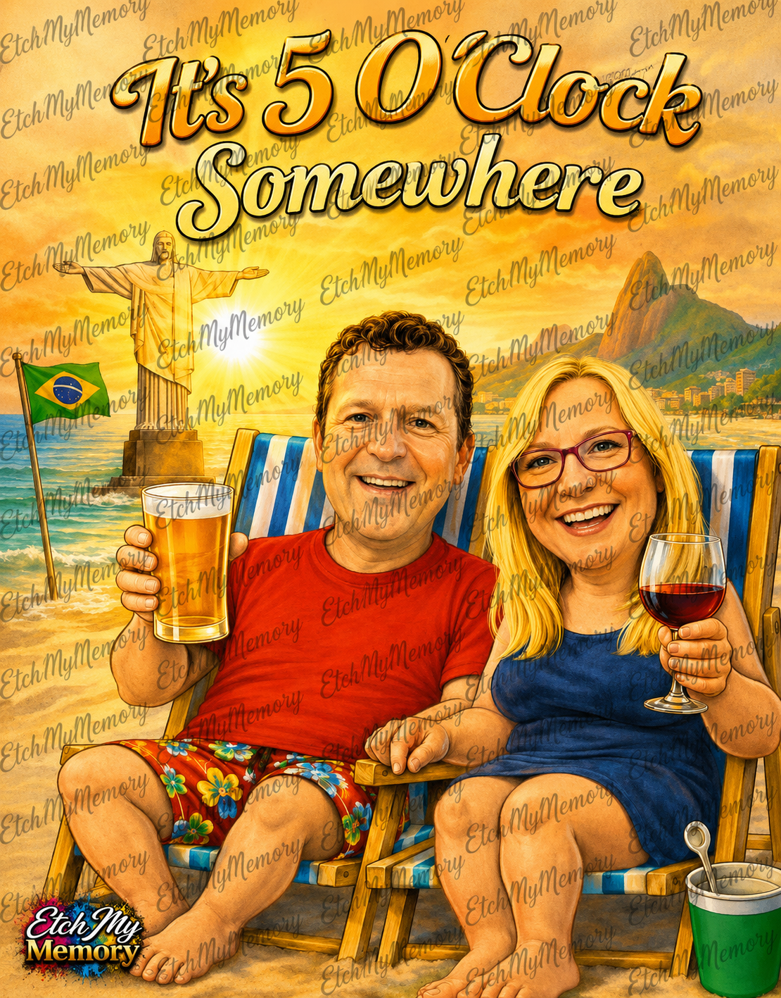 Personalised It’s 5 O’Clock Somewhere Holiday Aluminium Signs