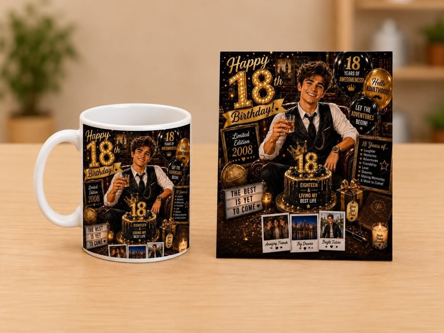Happy 18th Birthday – Personalised Mug & Plaque Set