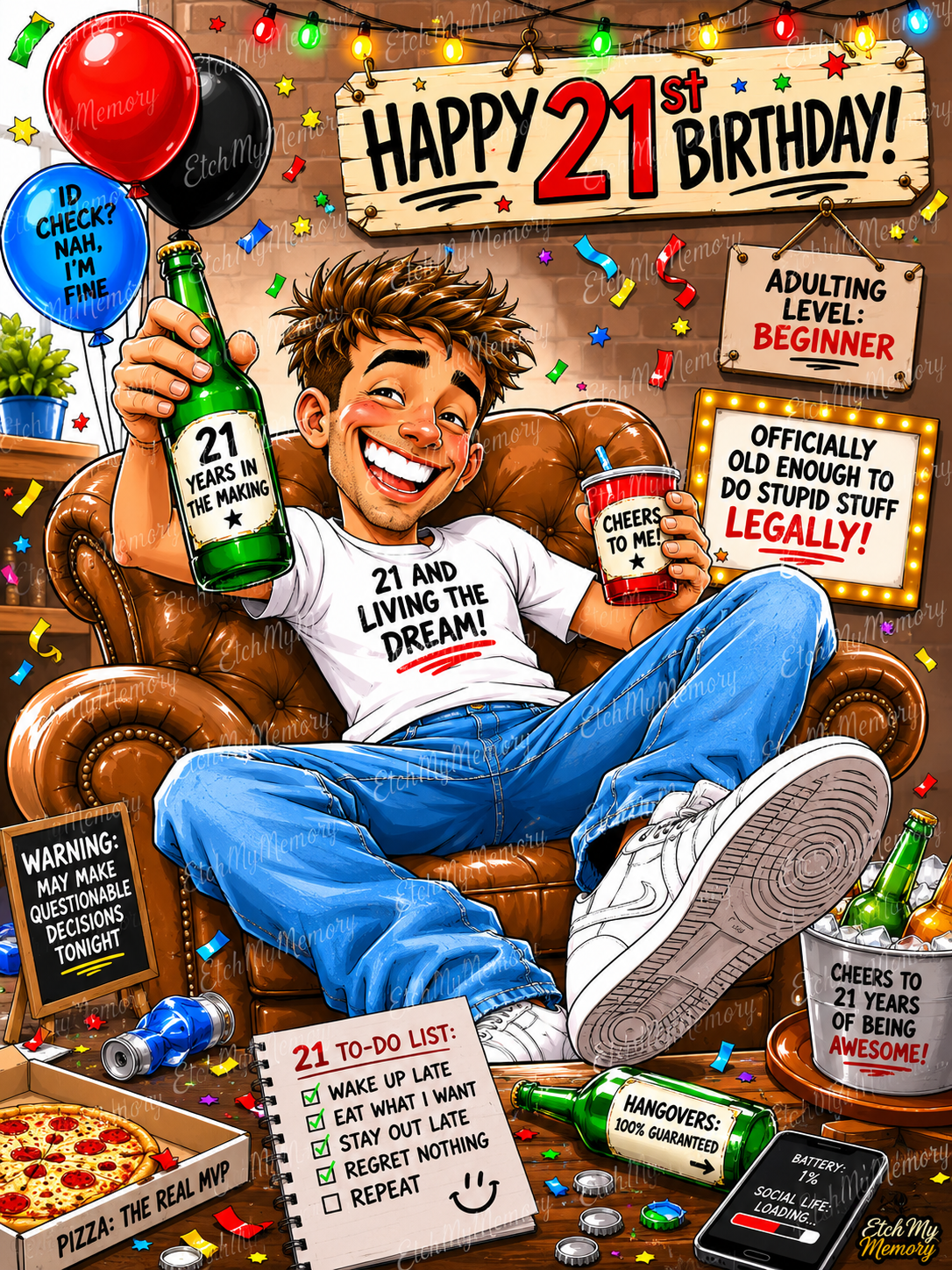 Personalised Male 21st Birthday Plaque