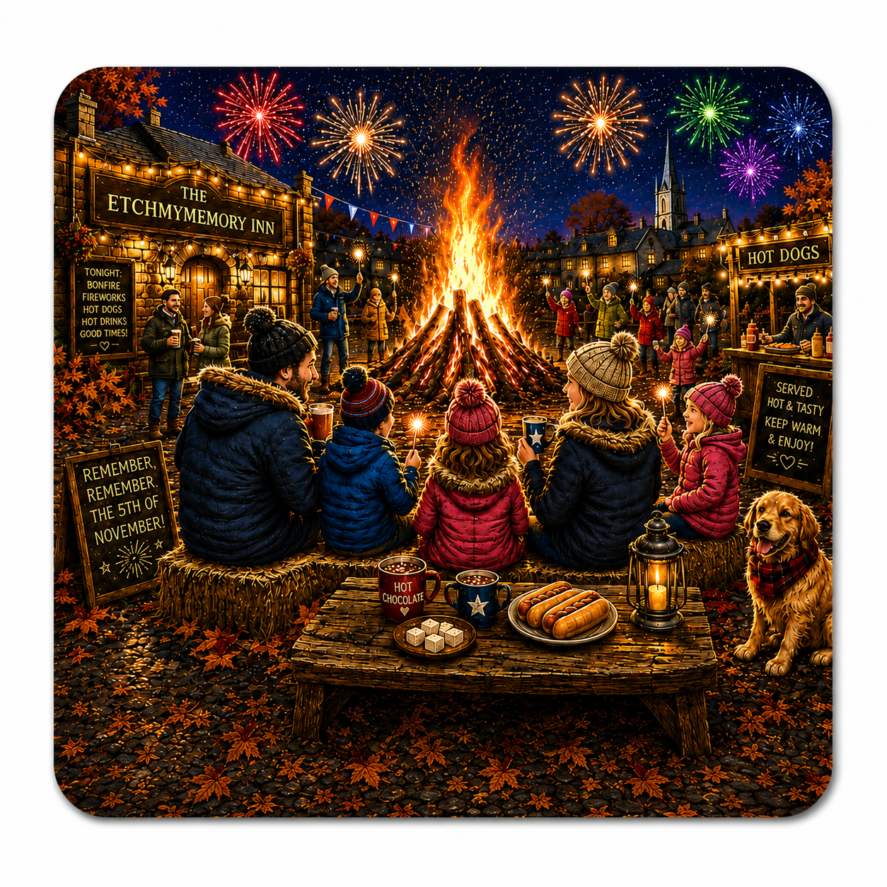 Personalised Bonfire Night Ceramic Coaster
