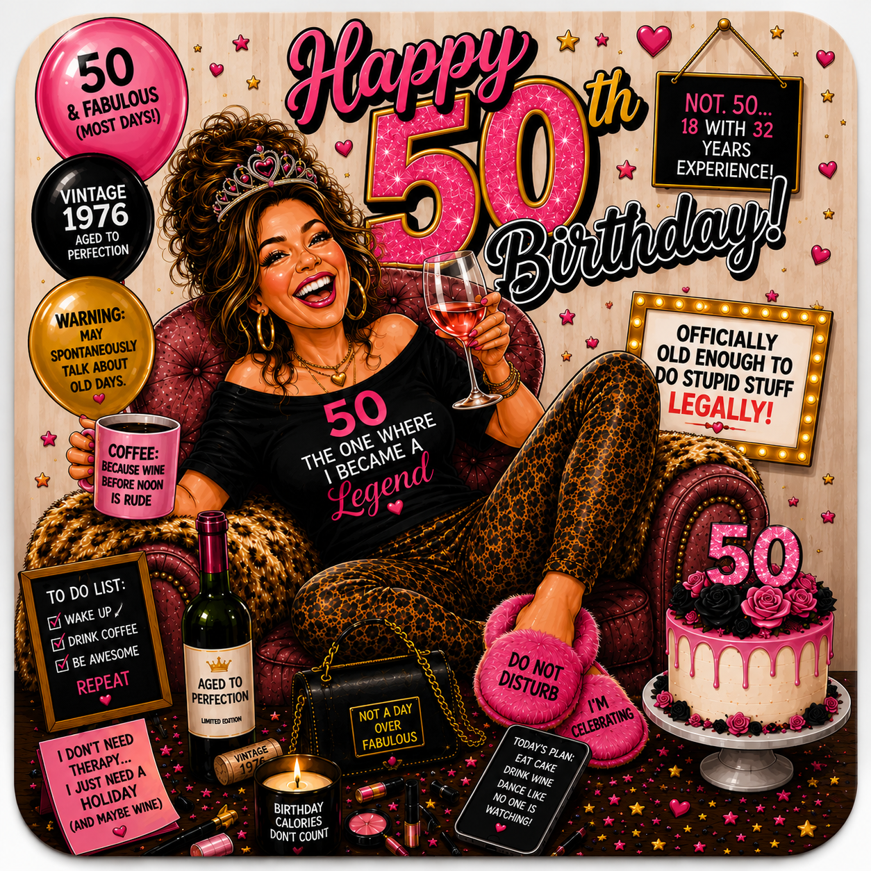 Personalised Female 50th Birthday Ceramic Coaster