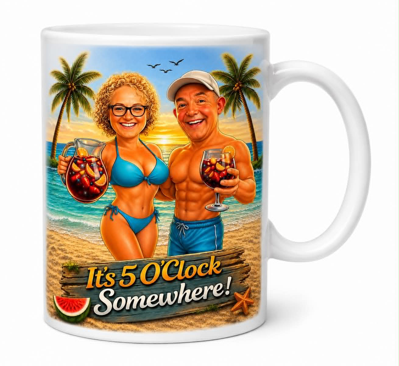 Personalised It's 5 O'Clock Somewhere Ceramic Mug