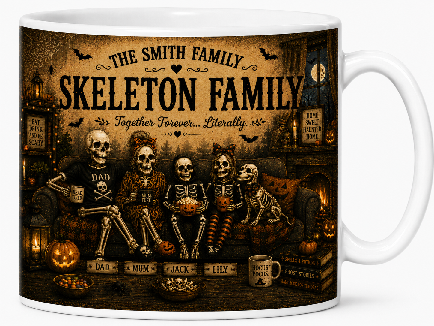 Personalised Skeleton Family Ceramic Mug